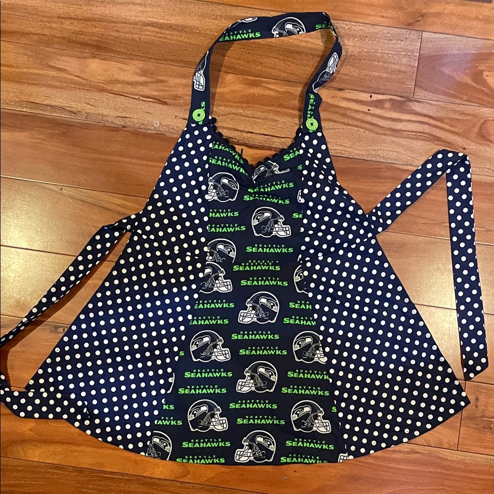 Adorable Handmade Polka Dot Seahawks Apron